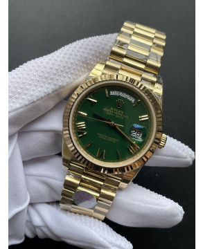 (국내발송1점 )QP공장 롤렉스 데이데이트40 옐로우골드 텅스텐 그린로만다이얼 스틸브레이슬릿 210g